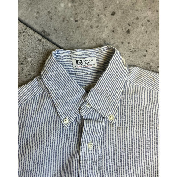 L/S Blue & White Striped Shirt (M/L) - 1980s - Picture 4 of 4